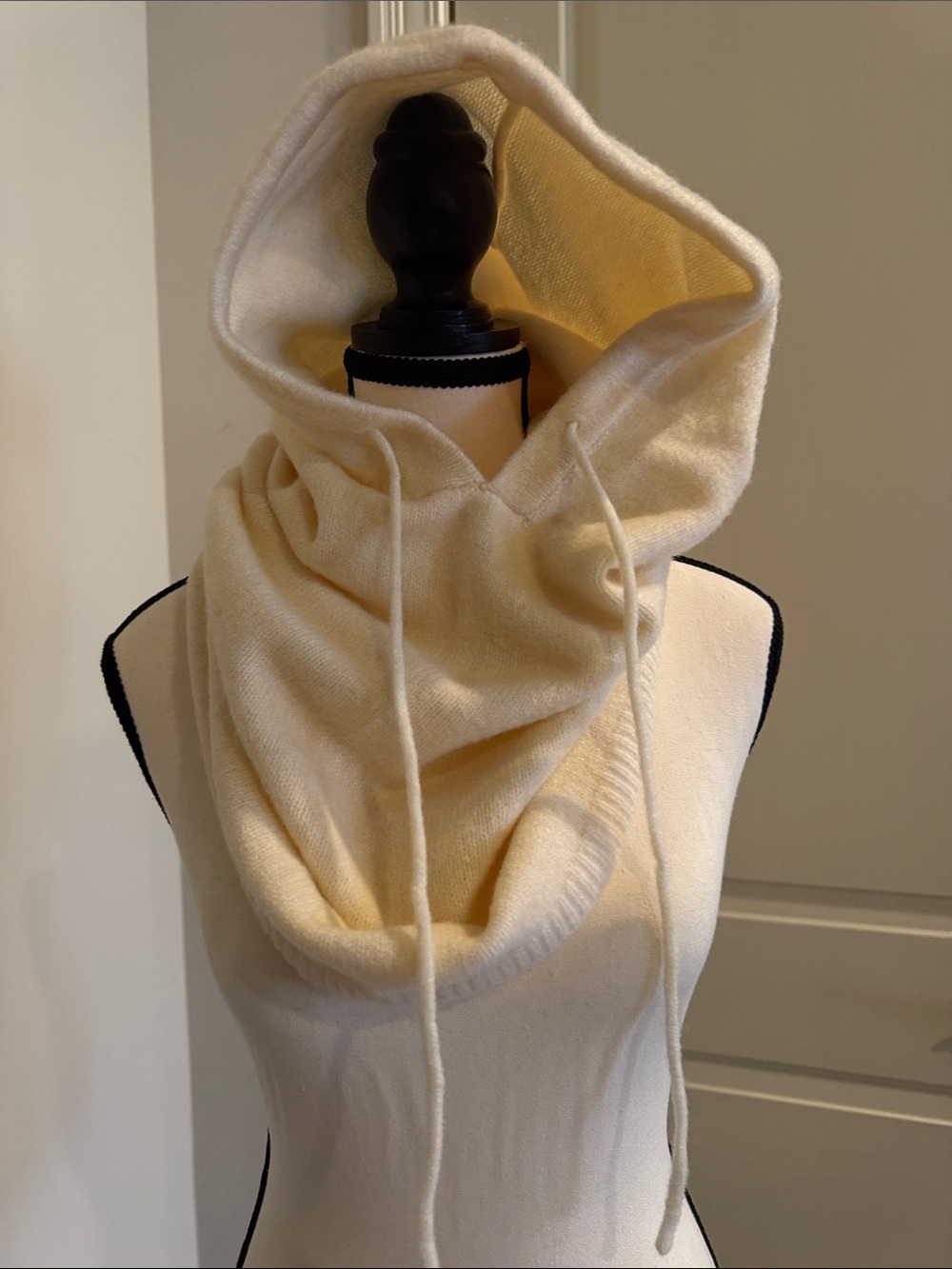 Anthropologie Cream Hooded Cowl Sweater Scarf